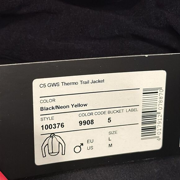 GORE Wear C5 WINDSTOPPER THERMO Trail Jacket SZ L BLK/Neon Yellow new with tags - Picture 3 of 9